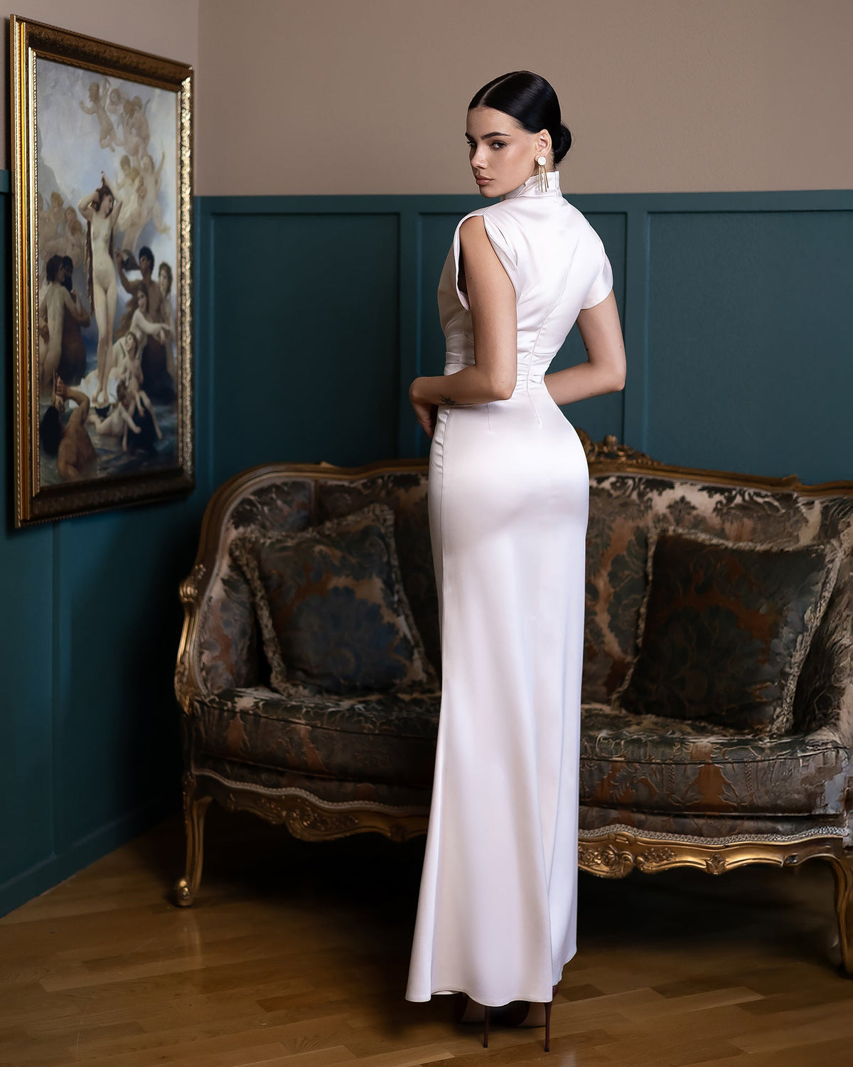 Elysia High-Neck Gown, Bej, fotoğraf 2