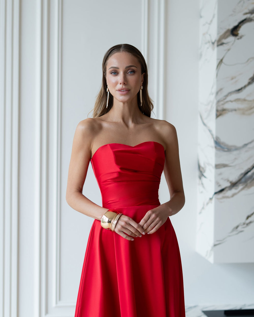 Serena Strapless Midi Dress — Ellitáne