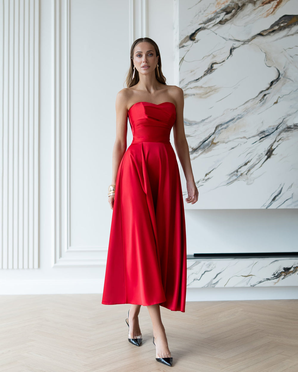 Serena Strapless Midi Dress — Ellitáne