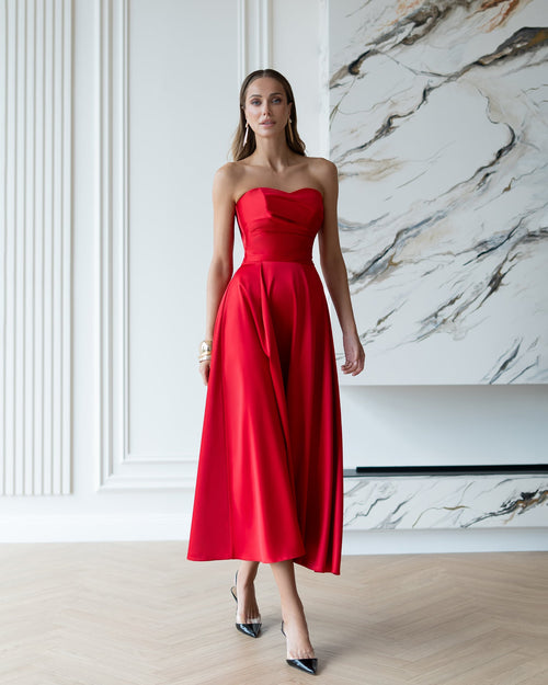 Serena Strapless Midi Dress — Ellitáne