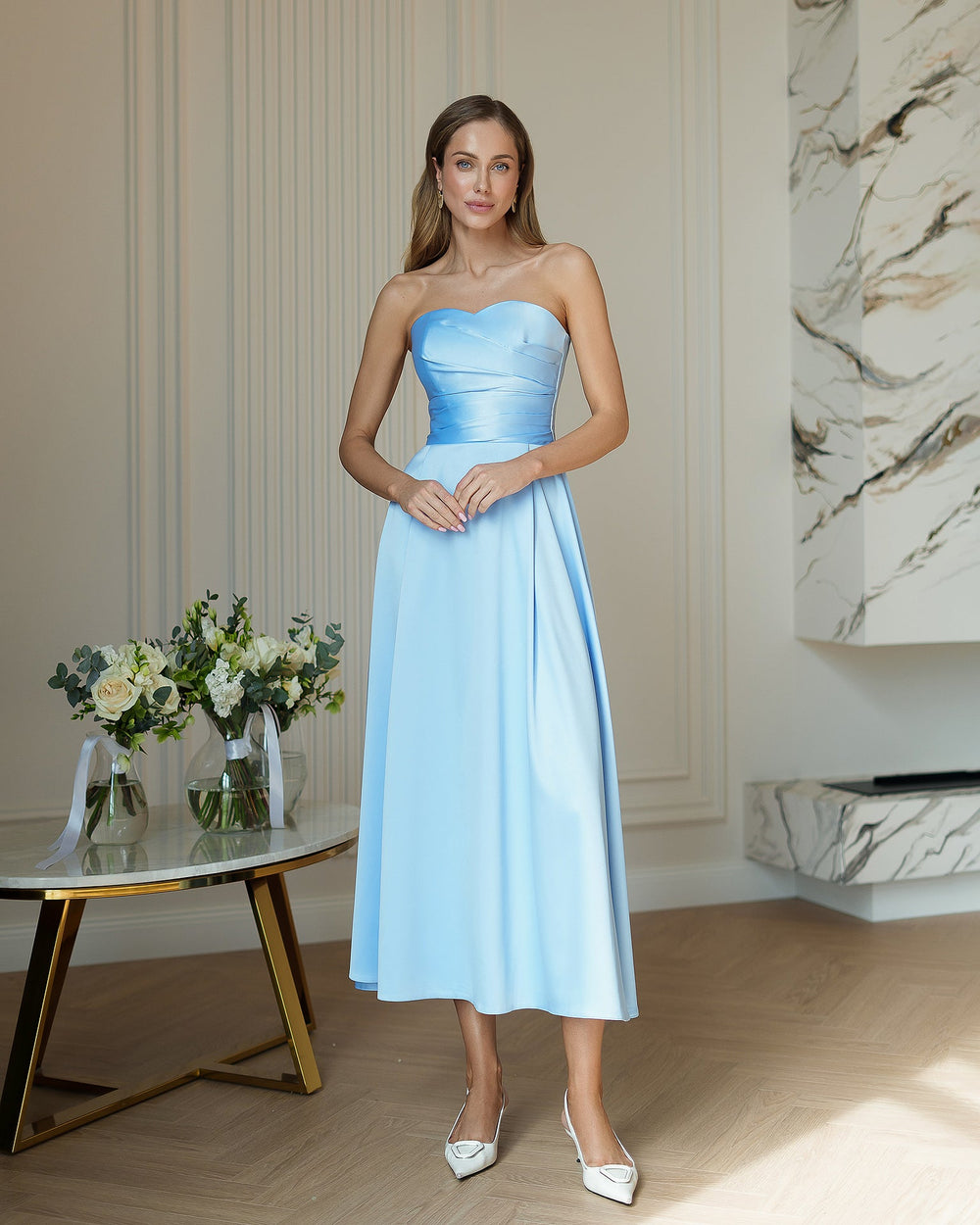 Serena Strapless Midi Dress.