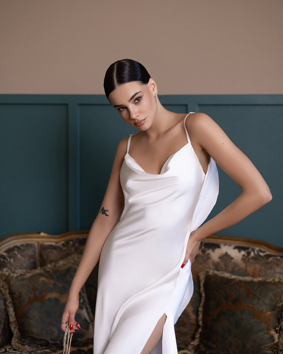 Lumina Bridal Cascade Gown, Beyaz, fotoğraf 4