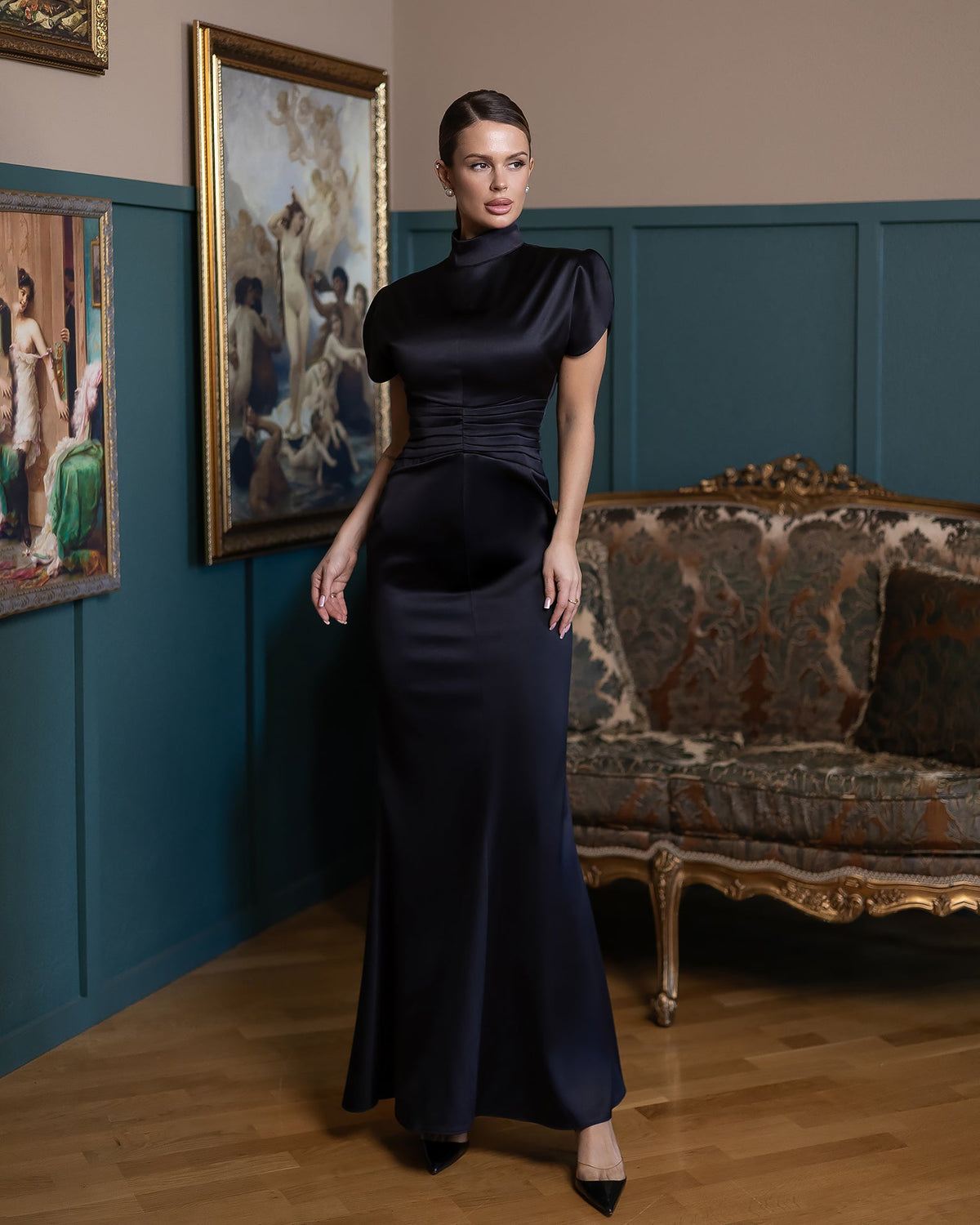 Elysia High-Neck Gown, Siyah, fotoğraf 1