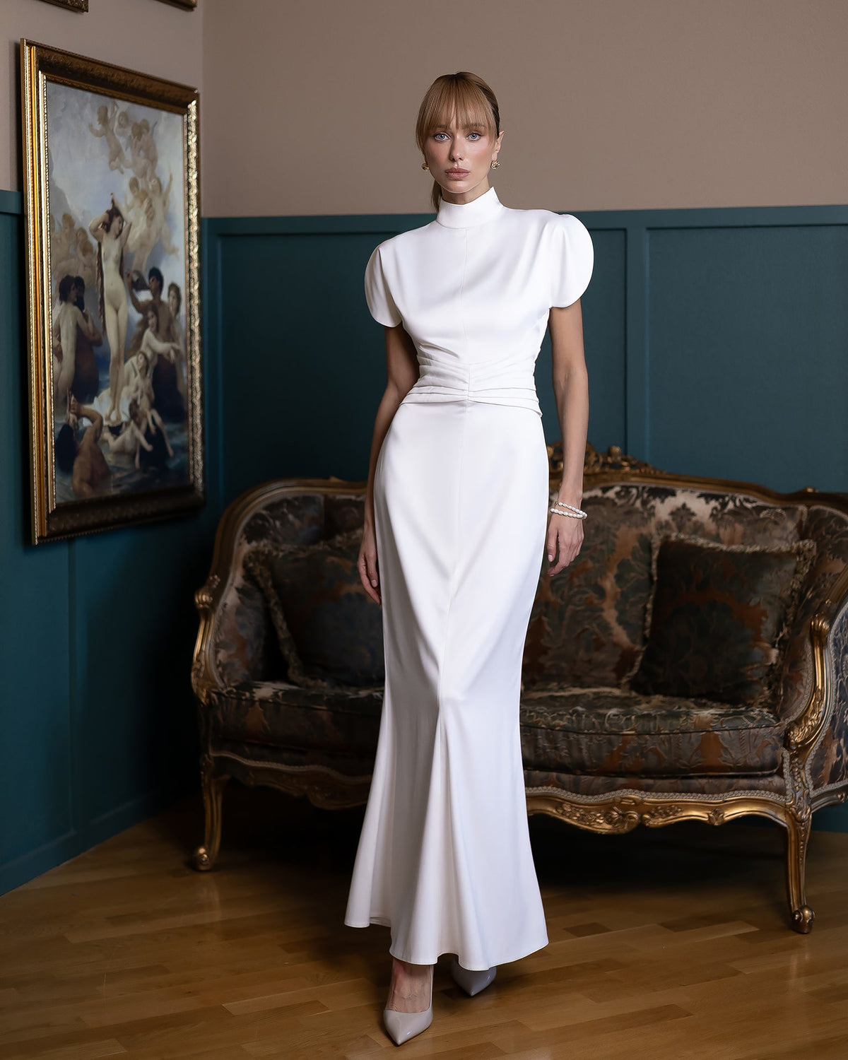 Elysia High-Neck Gown, Beyaz, fotoğraf 1