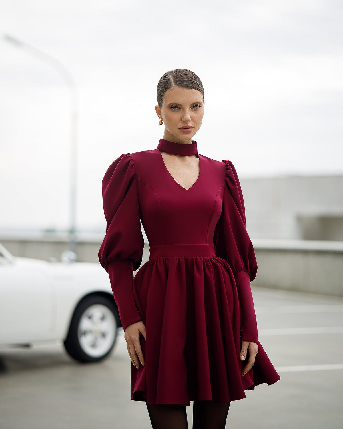 Isaline Mini Dress, Bordo, fotoğraf 4