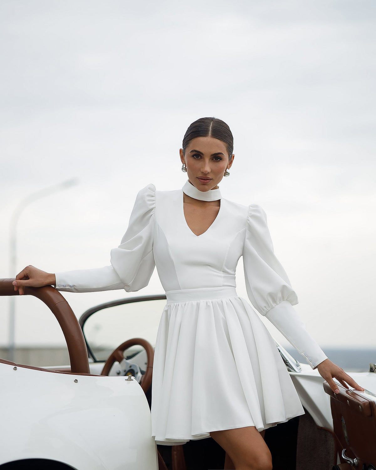 Isaline Bridal Mini Dress, Beyaz, fotoğraf 1
