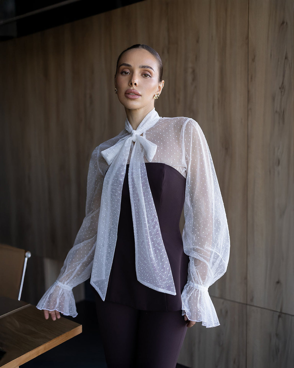 Eveloria Blouse, Beyaz Puantiyeli Tül, fotoğraf 4