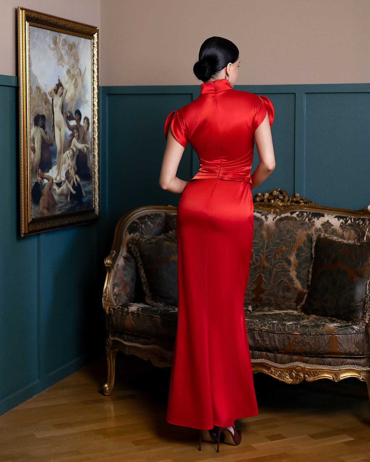 Elysia High-Neck Gown, Kırmızı, fotoğraf 2