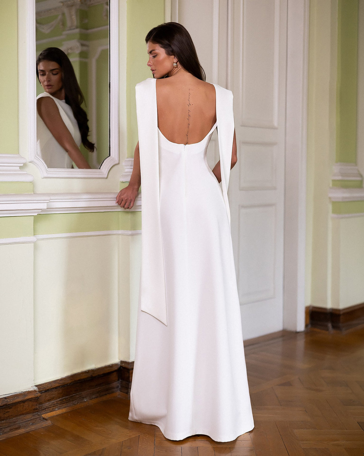 Athena Cape Gown, Süt Beyazı, fotoğraf 2