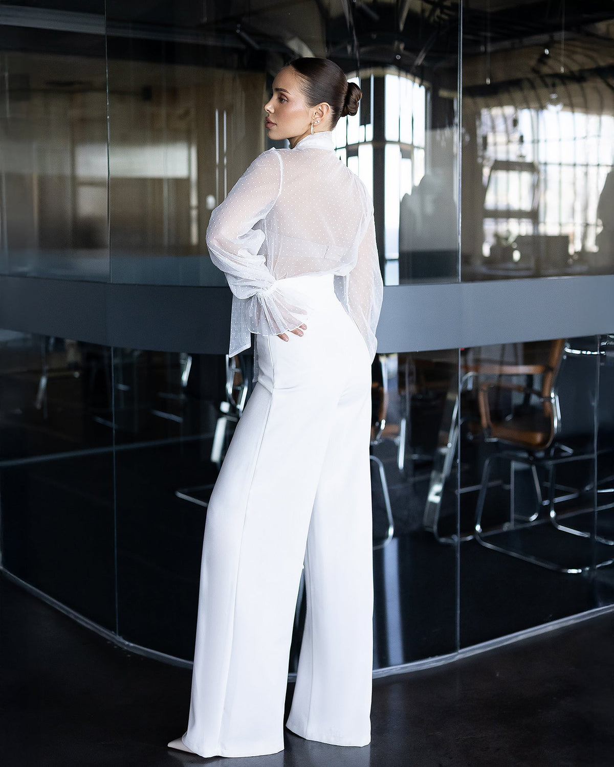 Eveloria Blouse, Beyaz Puantiyeli Tül, fotoğraf 2