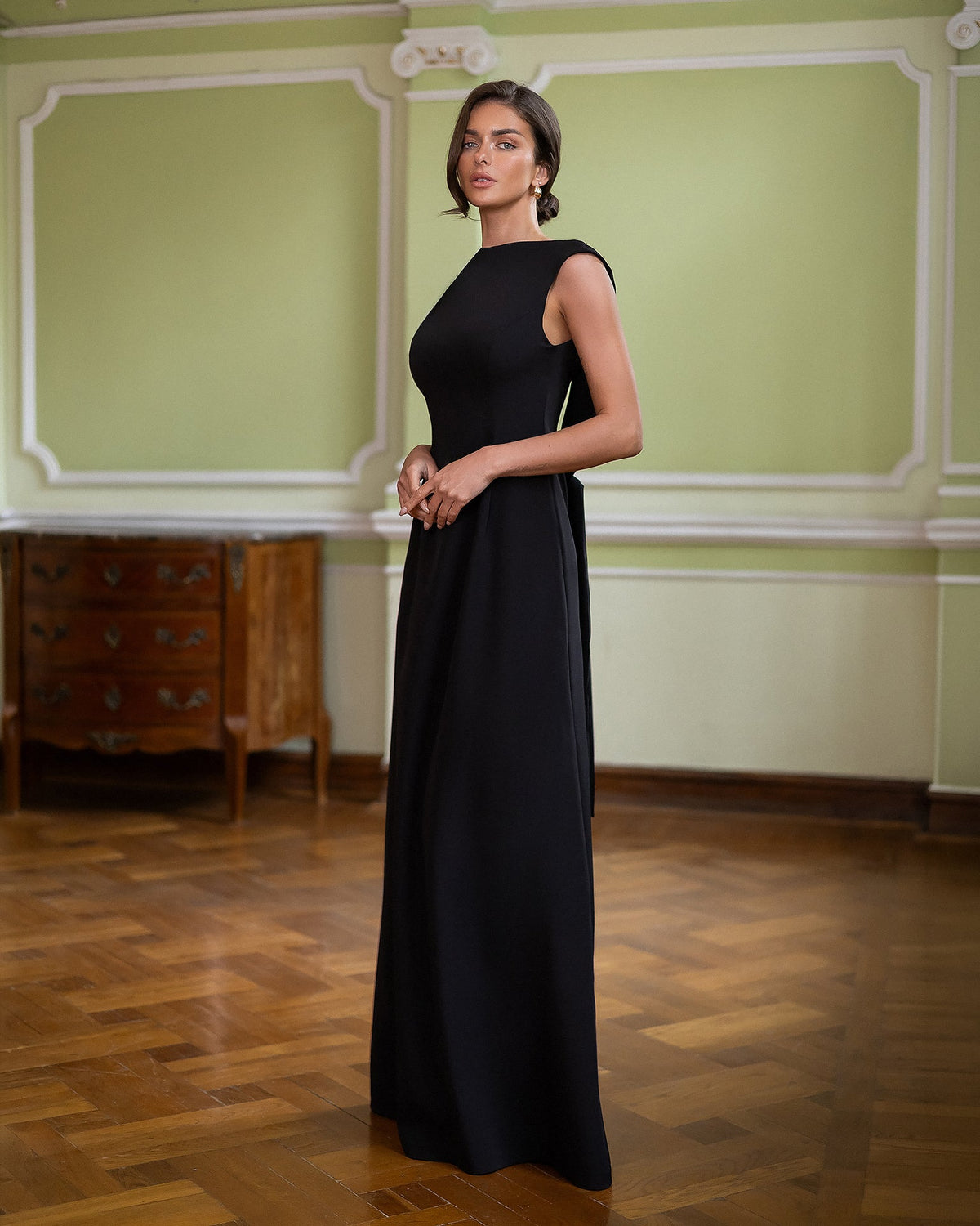 Athena Cape Gown, Siyah, fotoğraf 1