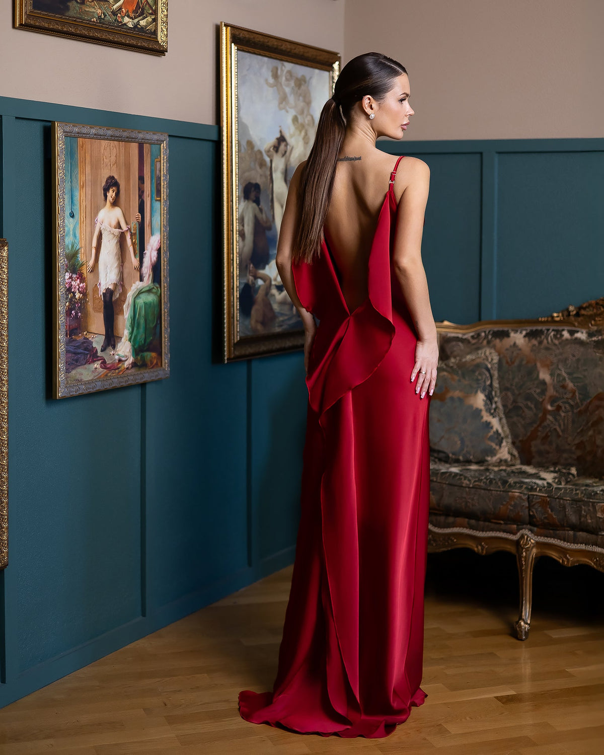 Lumina Cascade Gown, Kırmızı, fotoğraf 2