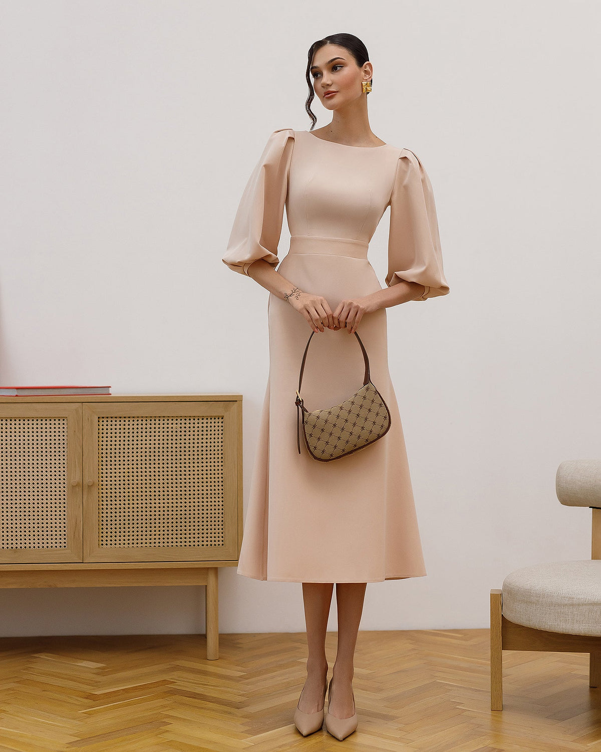 Eloise Dress, Bej, fotoğraf 1