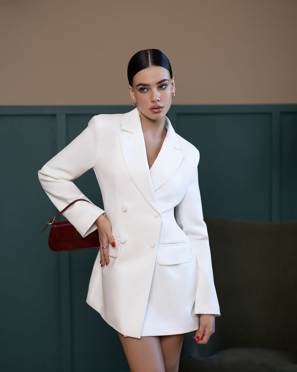 Viviana Blazer Elbise, Beyaz, fotoğraf 3
