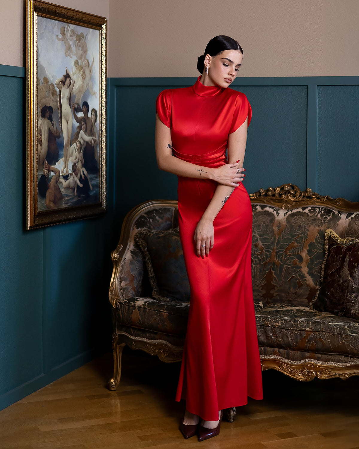 Elysia High-Neck Gown, Kırmızı, fotoğraf 1