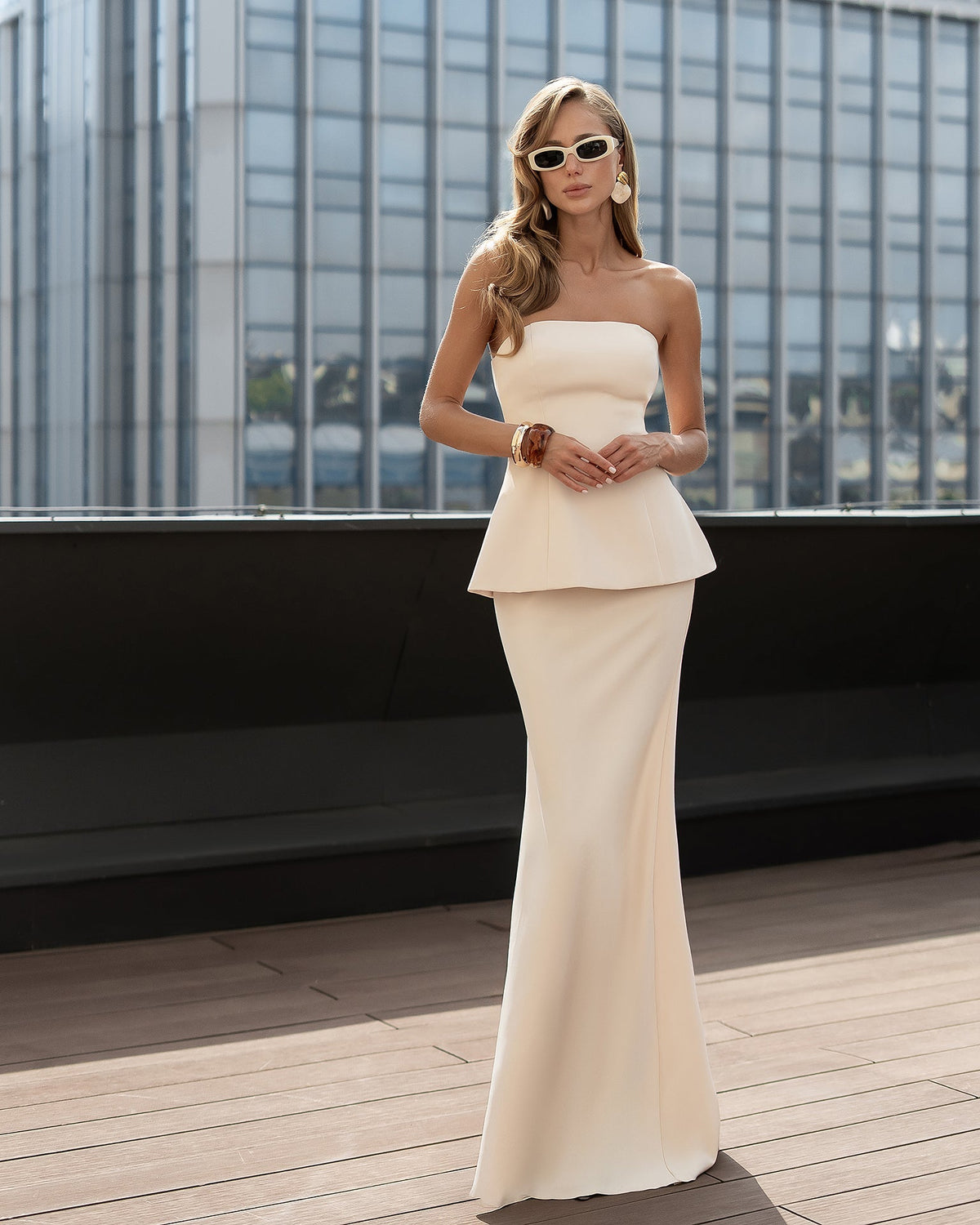 Celestia Bridal Bandeau Suit, Bej, fotoğraf 1