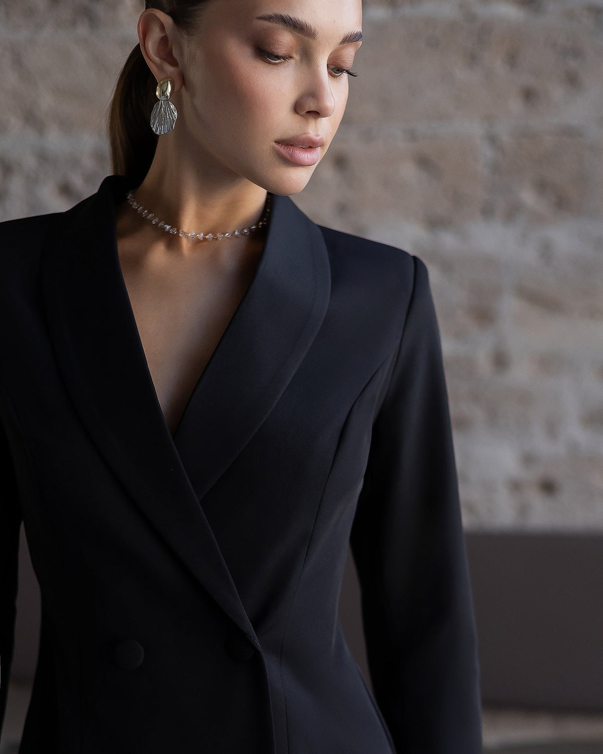 Corinne Blazer Elbise, Siyah, fotoğraf 4