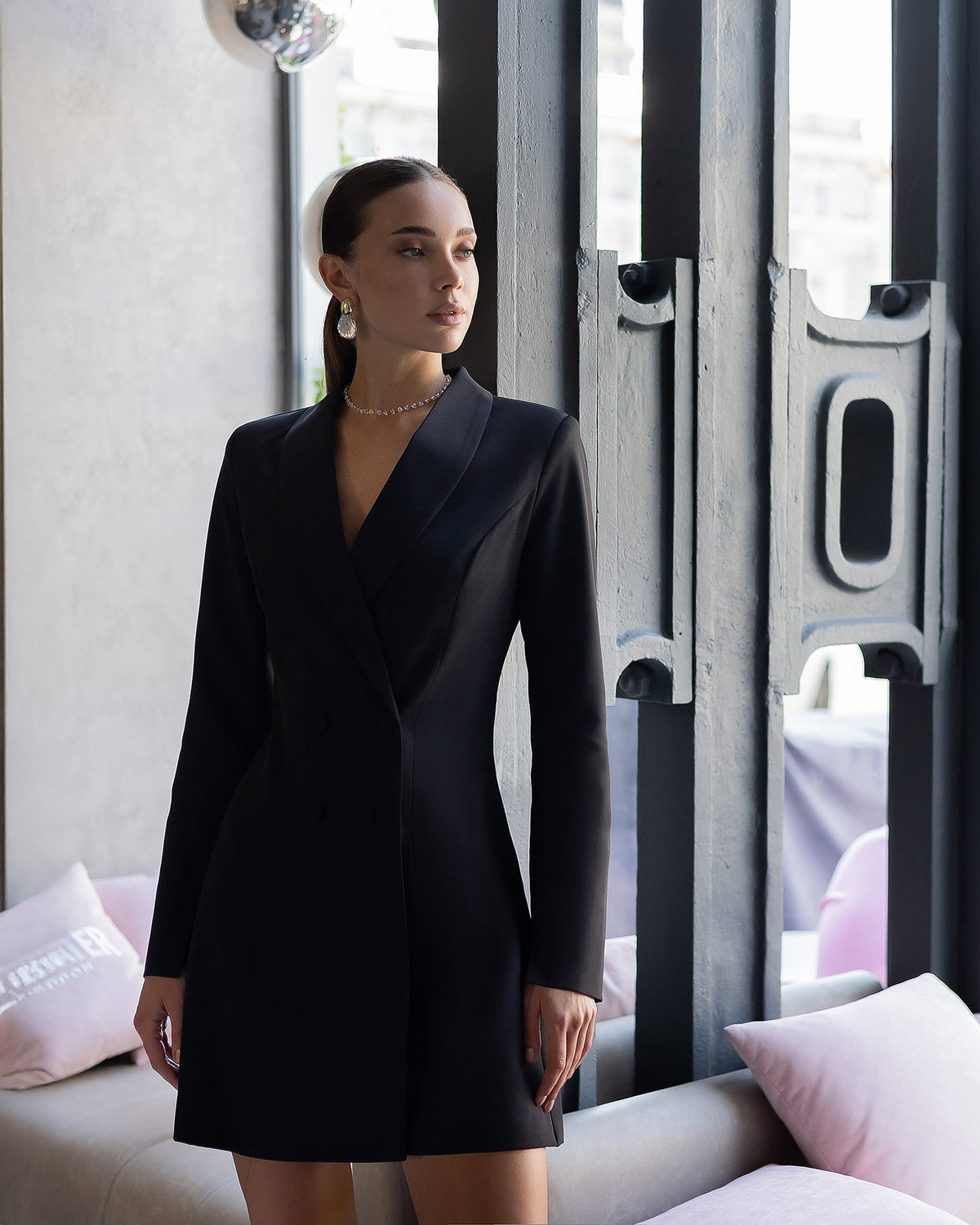 Corinne Blazer Elbise, Siyah, fotoğraf 3
