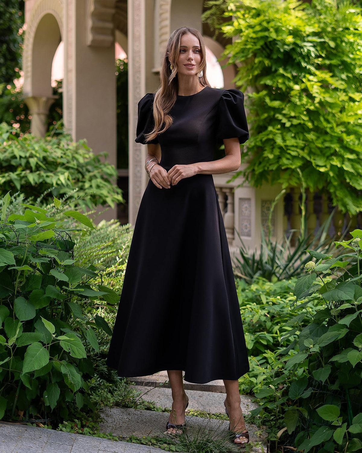 Elena Midi Dress, Siyah, fotoğraf 1