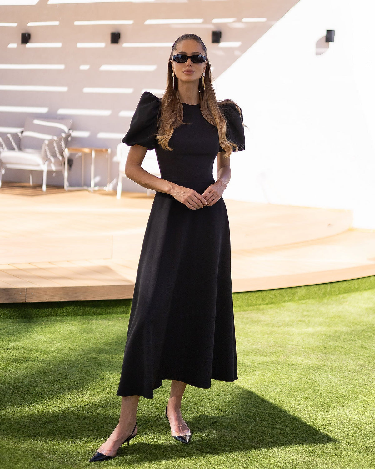 Elena Midi Dress, Siyah, fotoğraf 1