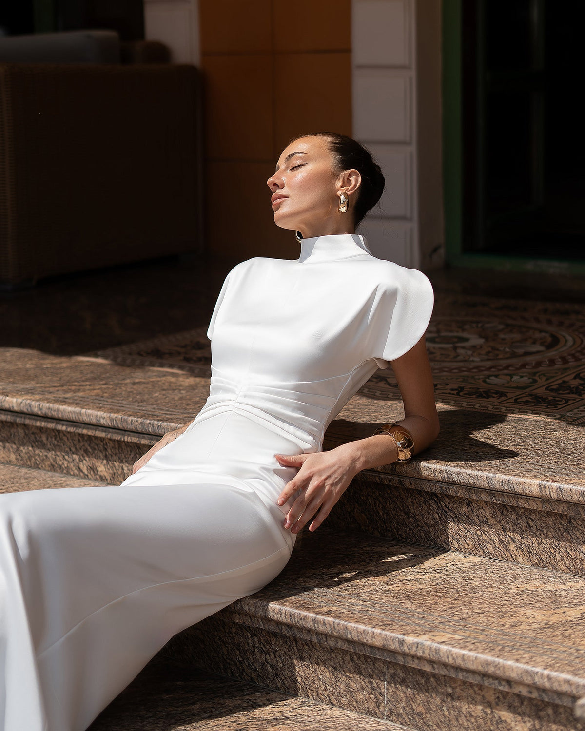 Elysia High-Neck Gown, Beyaz, fotoğraf 8