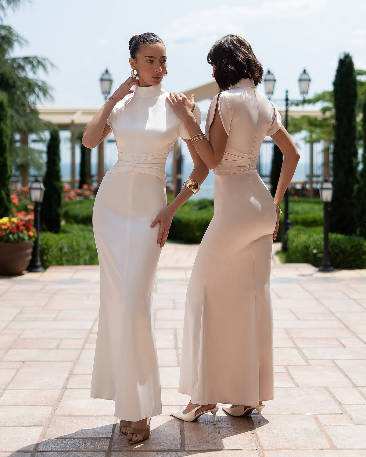 Elysia High-Neck Gown, Bej, fotoğraf 4