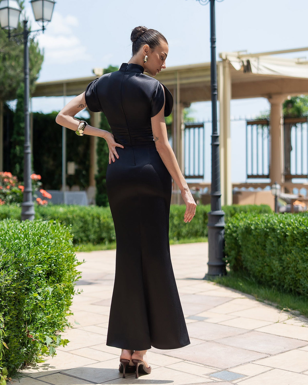 Elysia High-Neck Gown, Siyah, fotoğraf 6