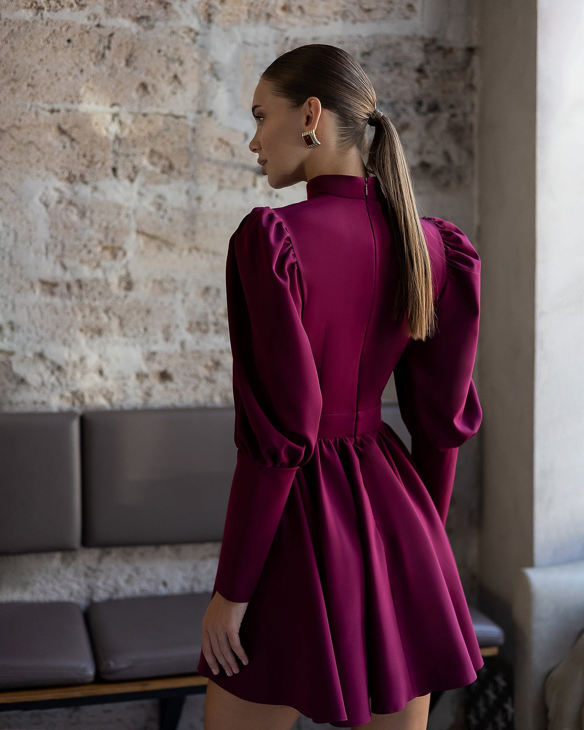 Isaline Mini Dress, Bordo, fotoğraf 2
