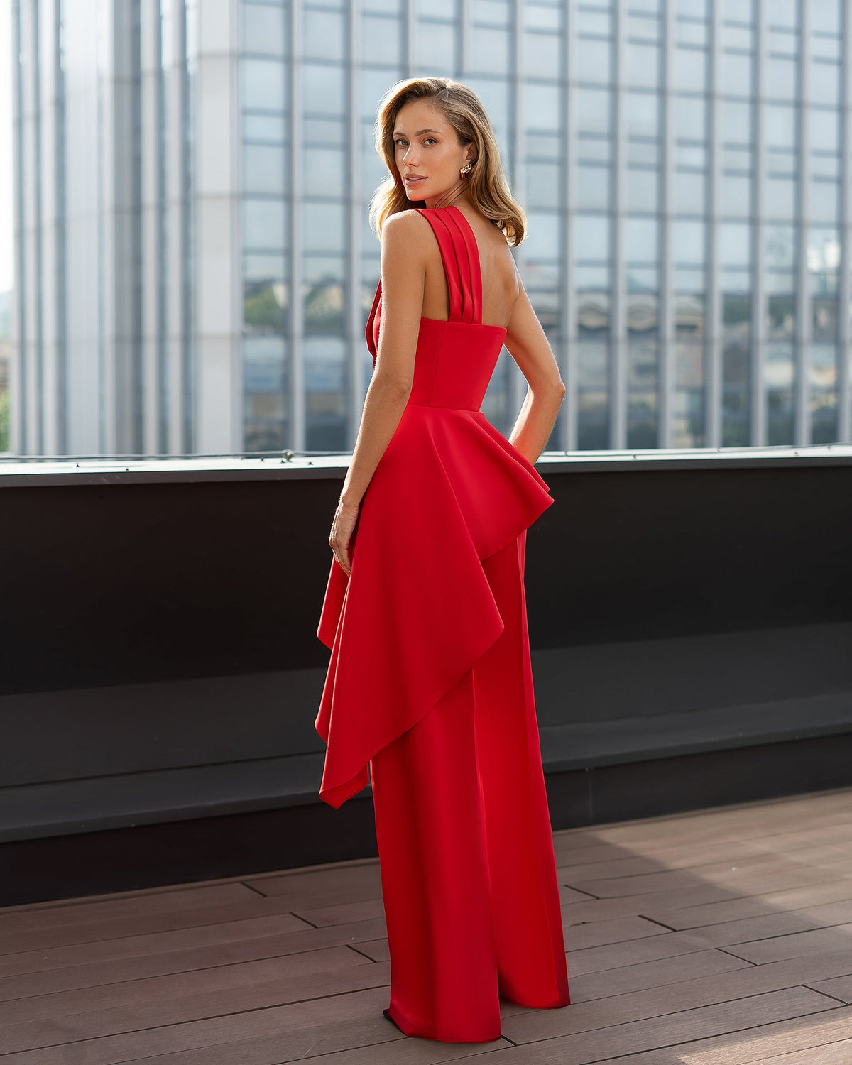Kseniia Peplum Set, Kırmızı, fotoğraf 2