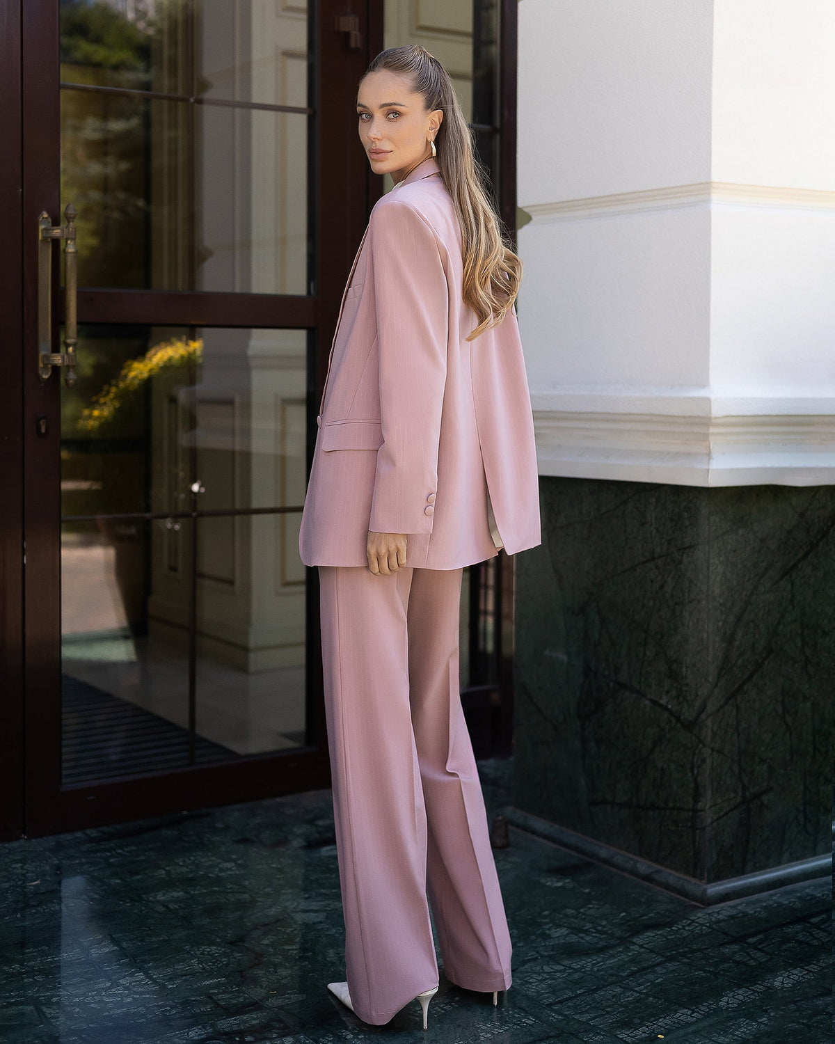 Opulence Two-Piece Suit, Pudra Çizgili, fotoğraf 2