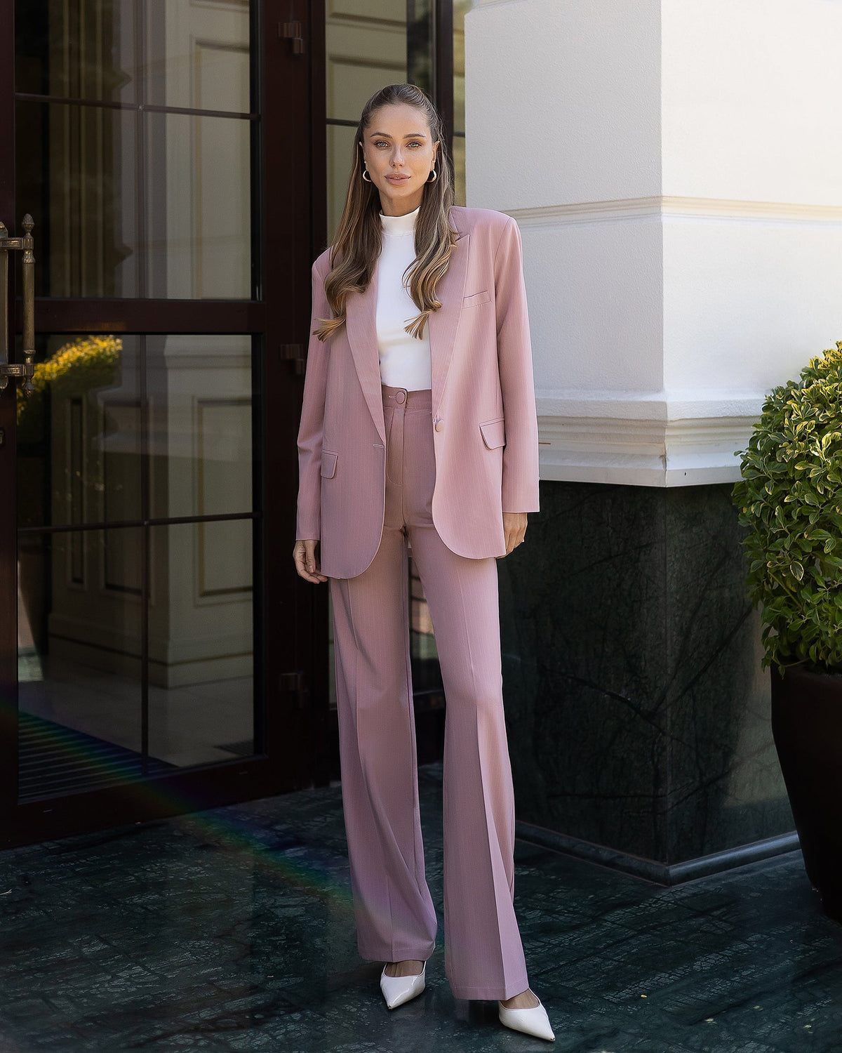 Opulence Two-Piece Suit, Pudra Çizgili, fotoğraf 1