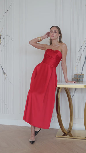 Serena Strapless Midi Elbise