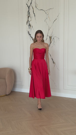 Serena Strapless Midi Elbise