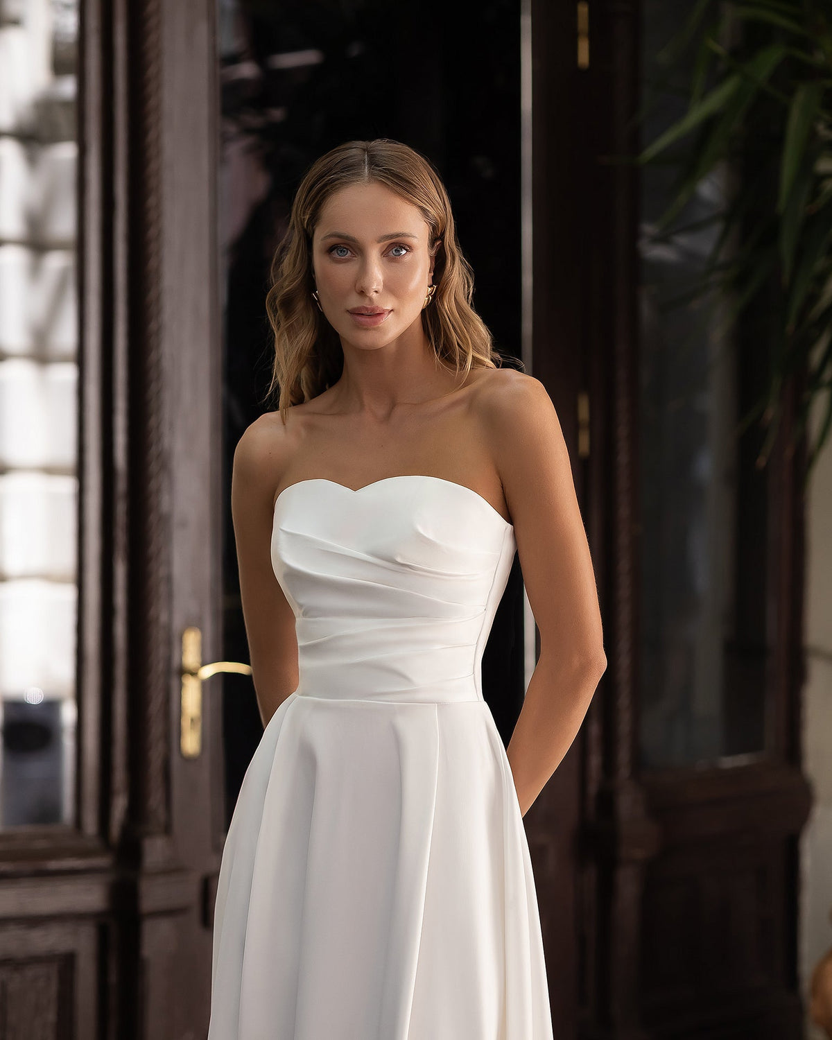 Serena Bridal Strapless Midi Elbise, Süt Beyazı, fotoğraf 2