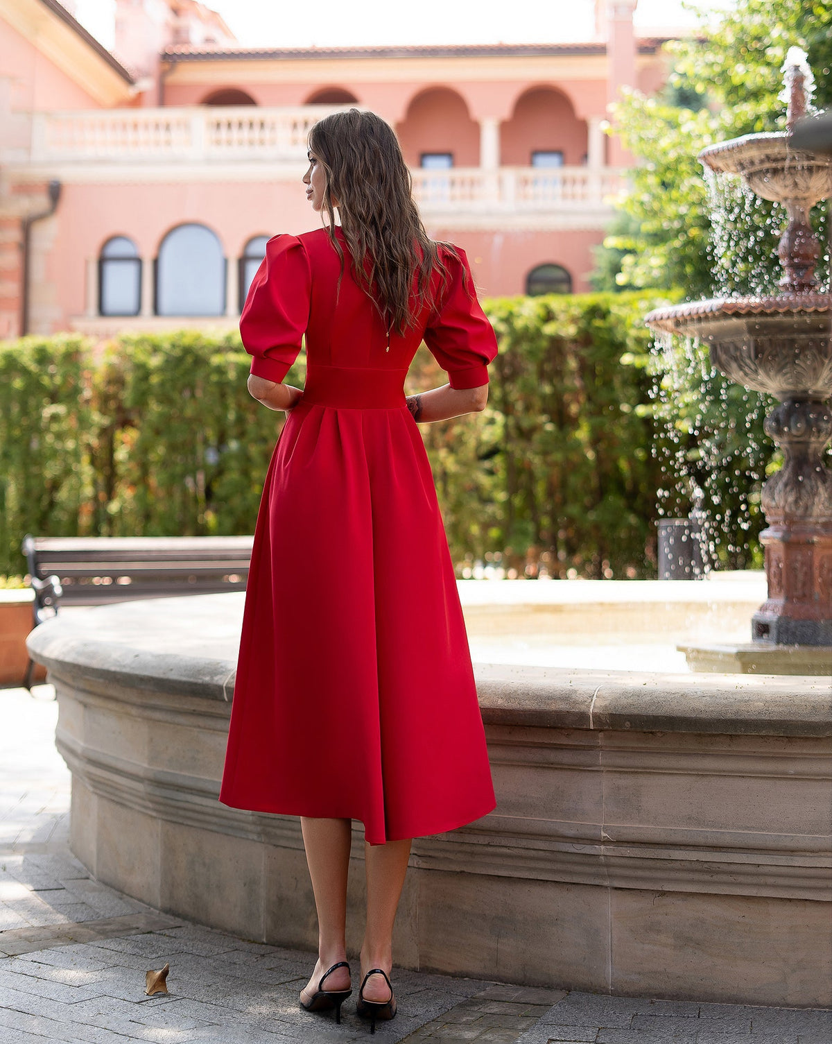 Valencia Midi Dress, Kırmızı, fotoğraf 2