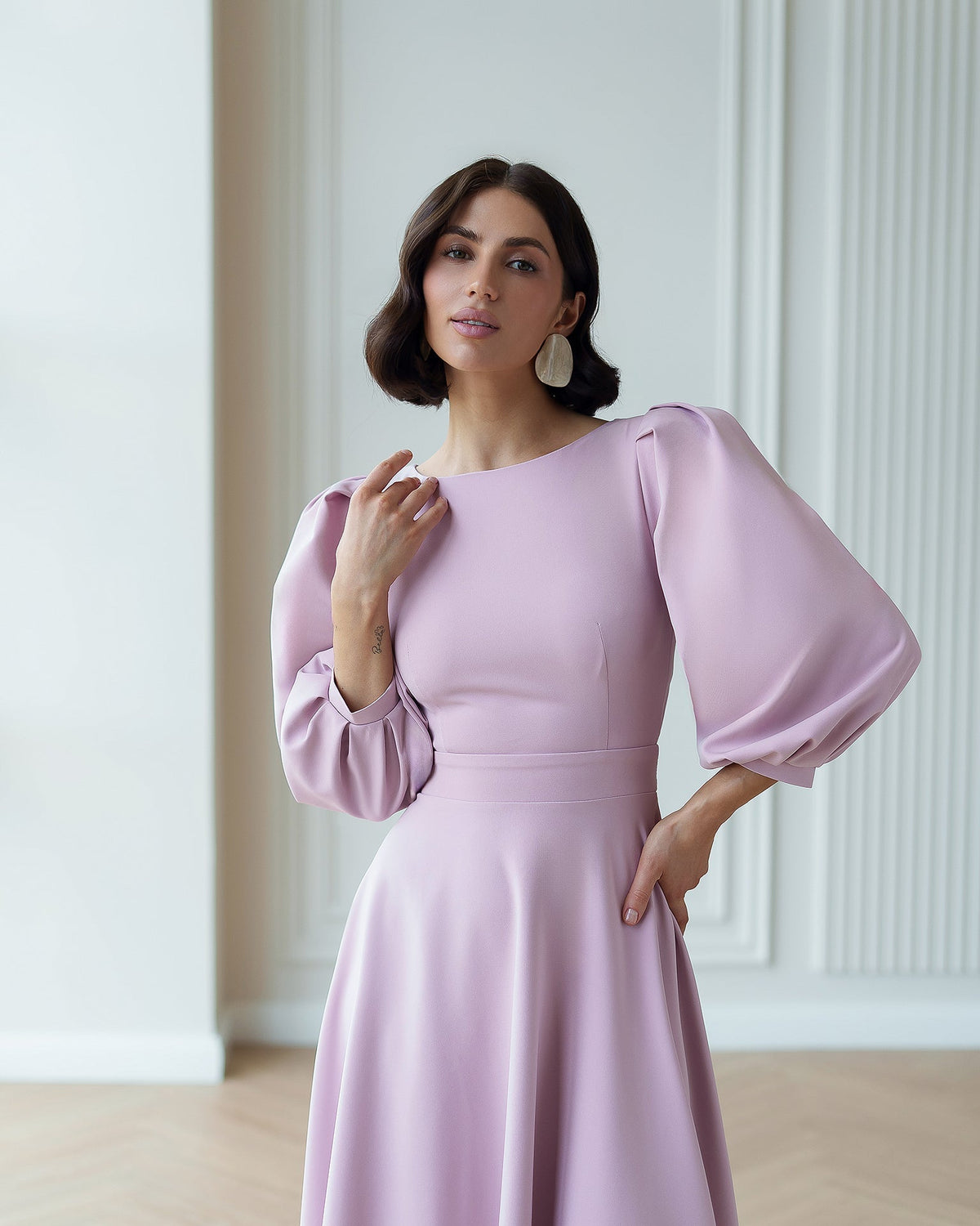 Valerie Midi Elbise, Pembe, fotoğraf 5